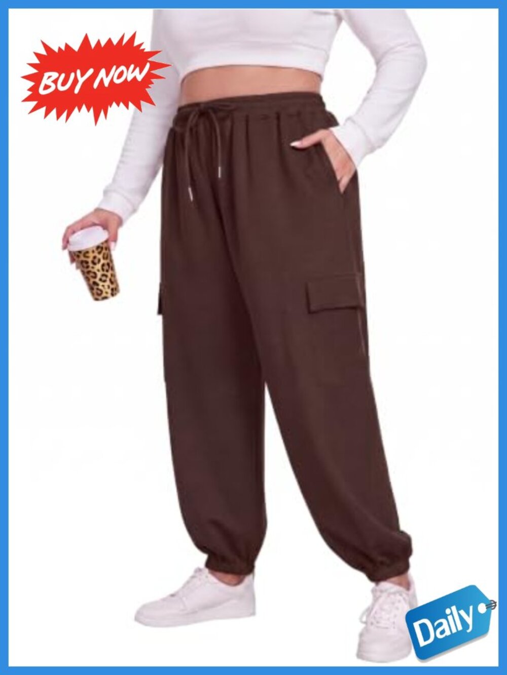 Plus Size Cargo Joggers Baggy Sweatpants Relaxed Fit Utility Pockets